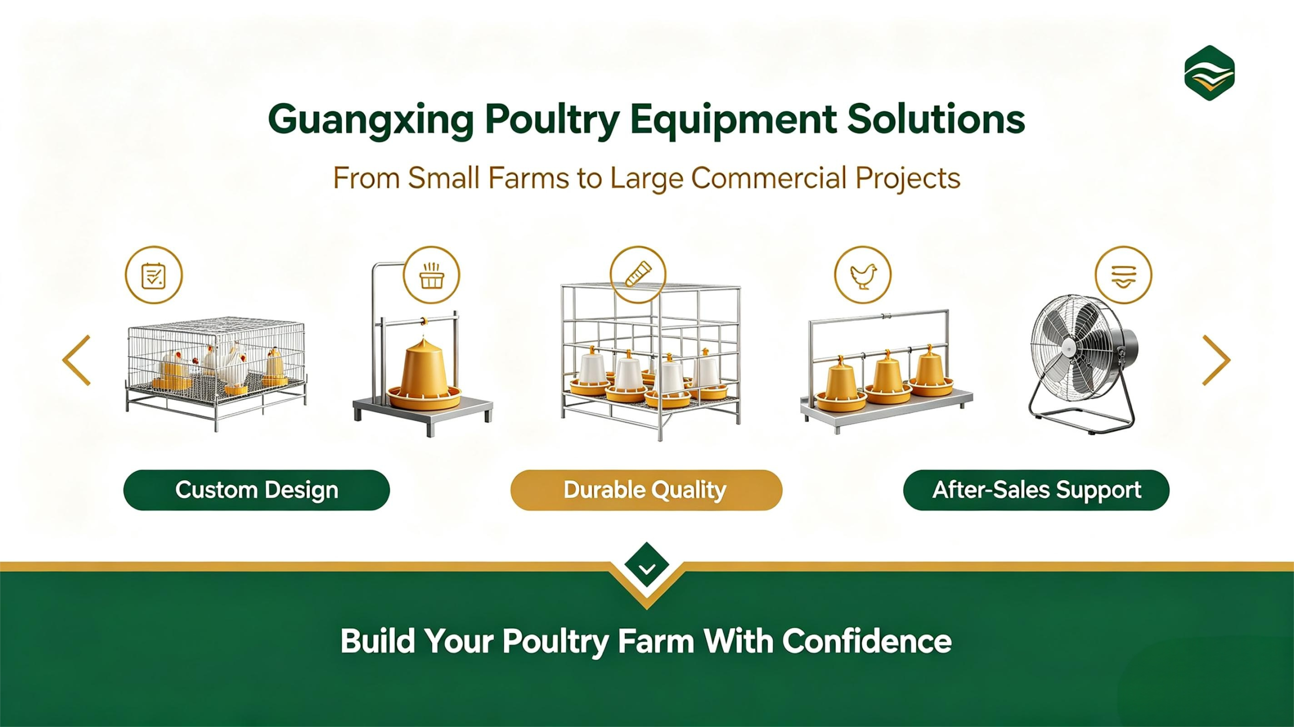One-stop complete poultry farming equipment solutions from Guangxing China for small backyard and large commercial farms in Nigeria