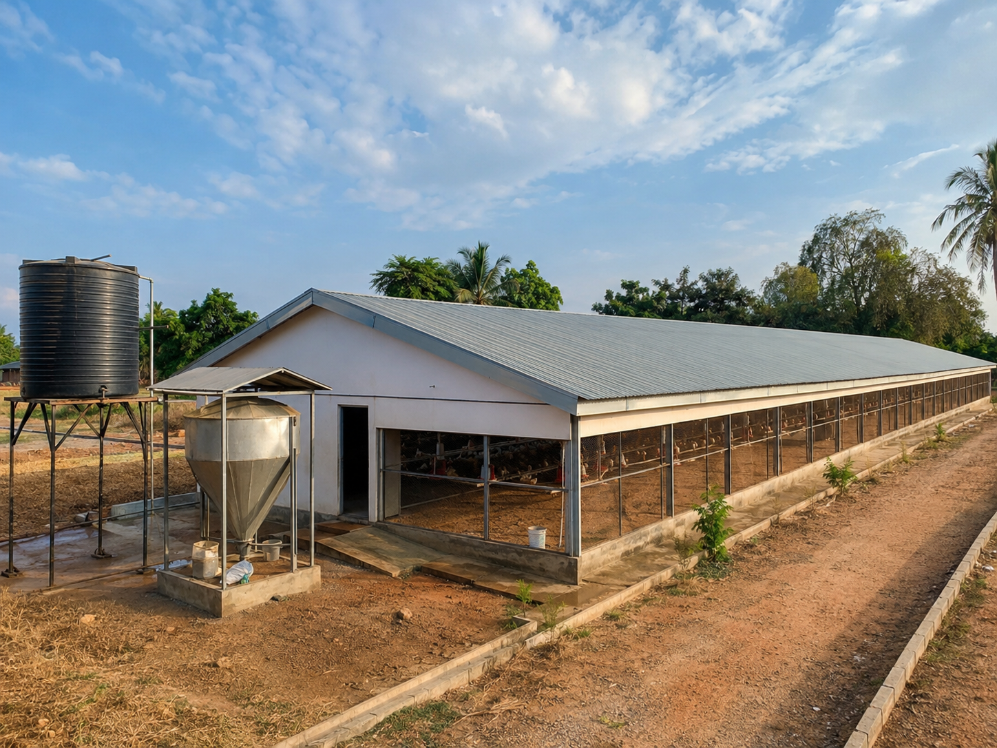 Hühnerfarm mit 5.000 Plätzen in Nigeria, einschließlich Stall, Wassertank und Futterlager